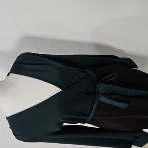 Elegant Black and Green Wrap Dress